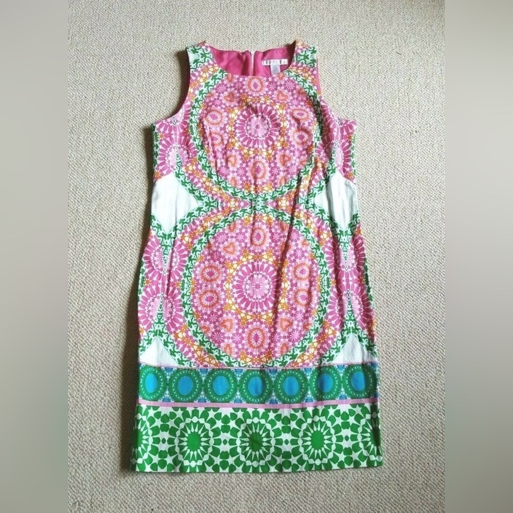 London Times Pink and Orange Patterned Dress